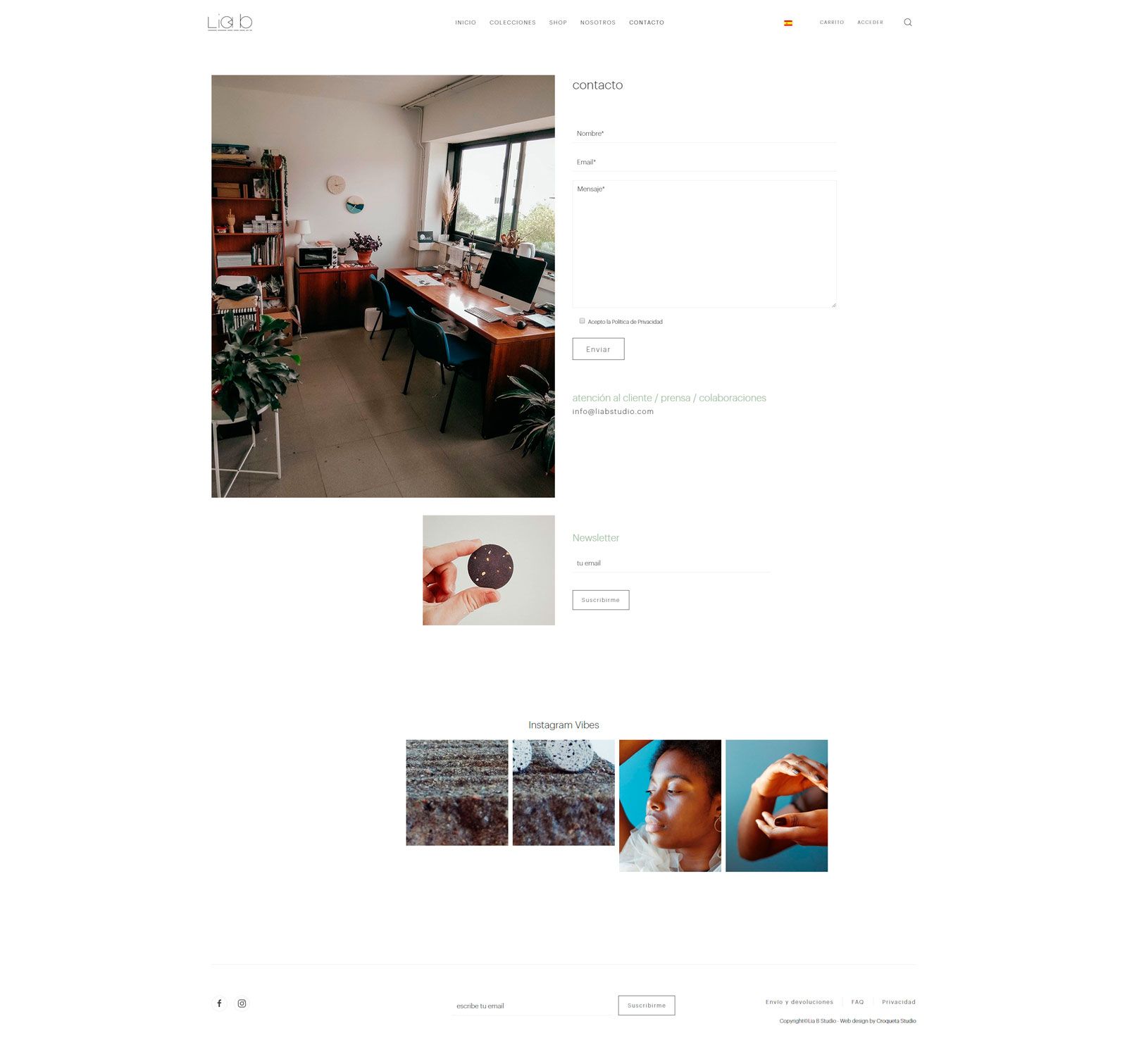 Croqueta Studio - Maquetación web Lia B Studio - Diseño de página web